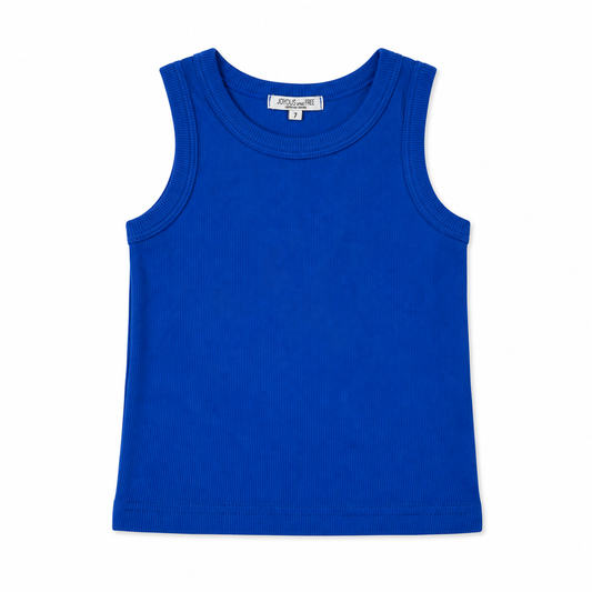 Blue tank top on a white background