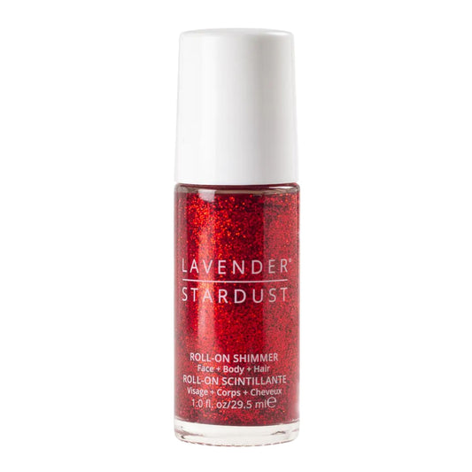 Ruby red roll-on glitter for face, hair, and body