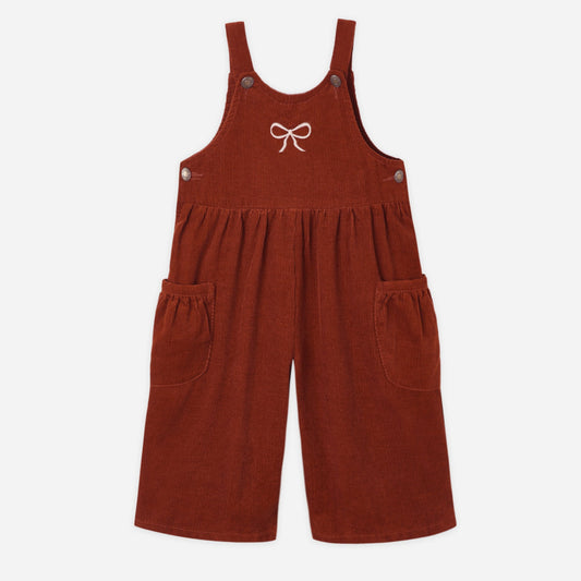 Rylee and Cru Ruby Wide Leg Overalls in red corduroy for babies