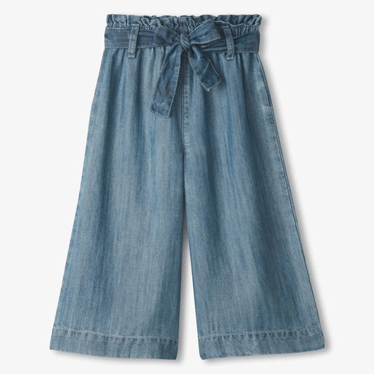 Chambray Cropped paperbag pants for girls