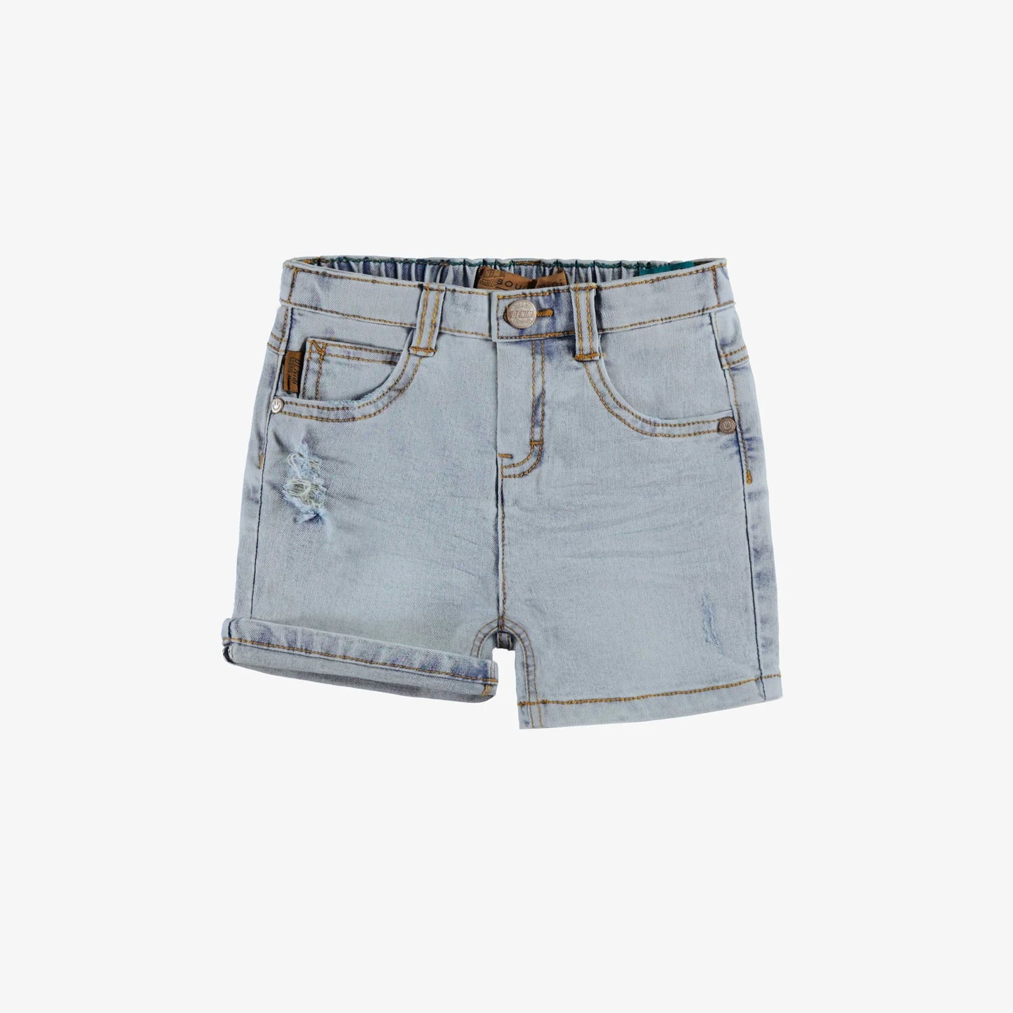 Distressed Pale Blue Denim Shorts