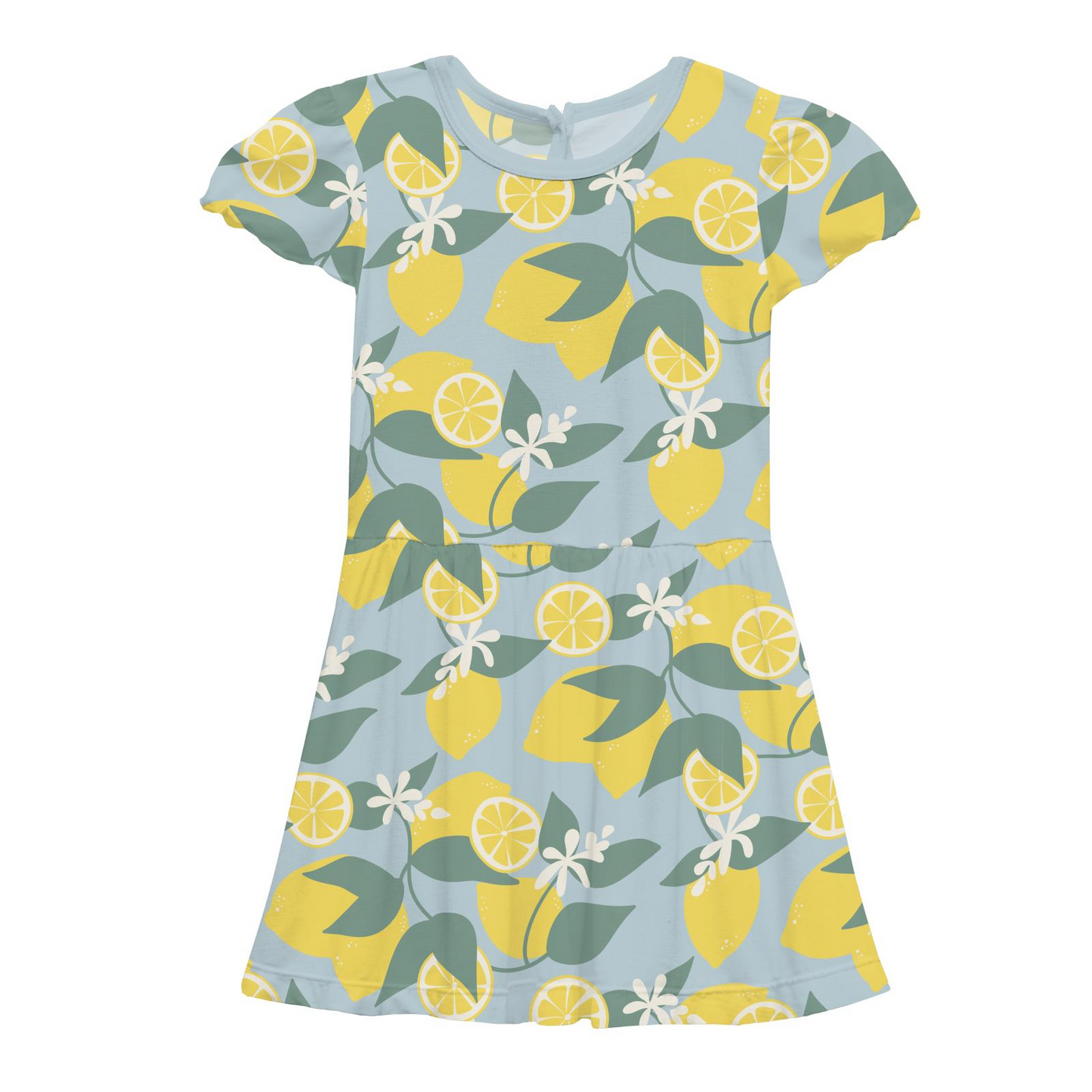 Dress with lemon pattern on a white background