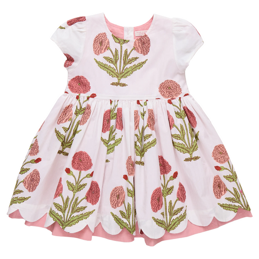 Children's dress with floral pattern on a white background