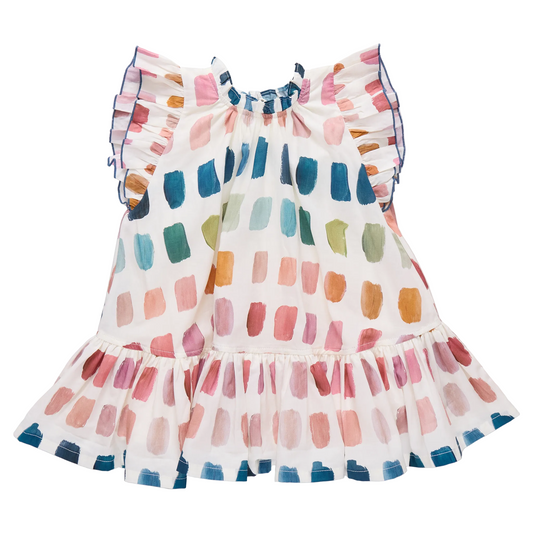 Colorful dress with a pattern on a white background