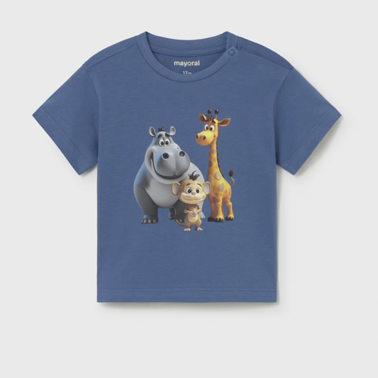 Blue t-shirt with safari characters