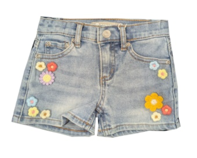 Crochet Floral Jean Shorts