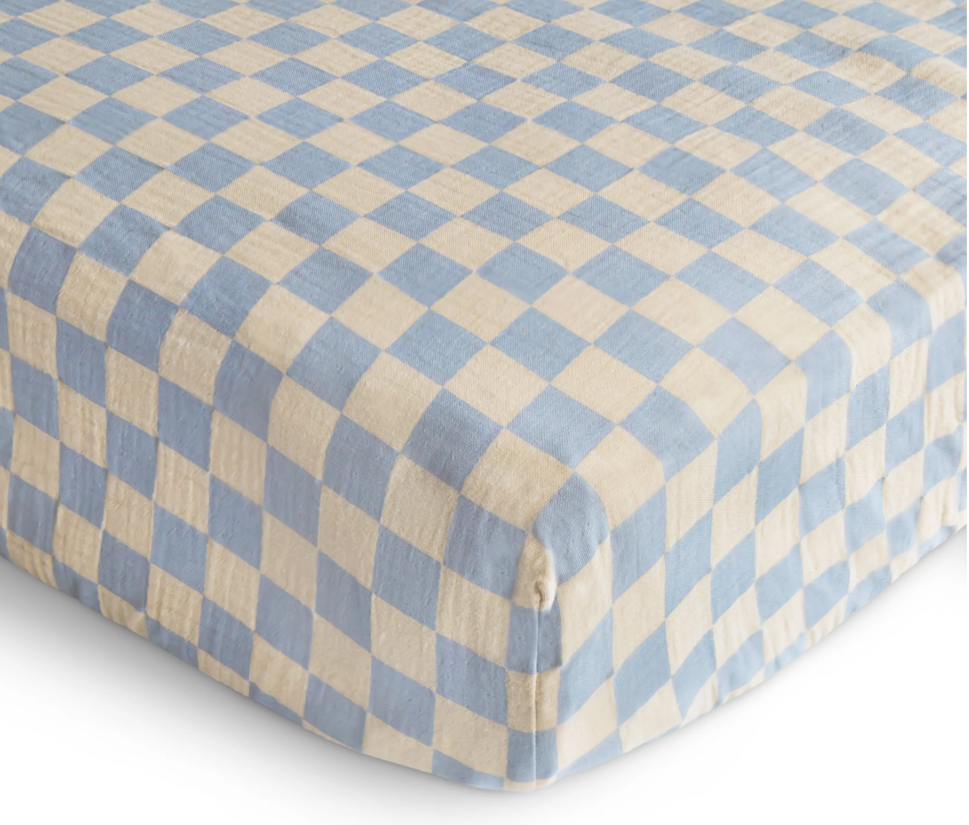 Blue Check Muslin Crib Sheet