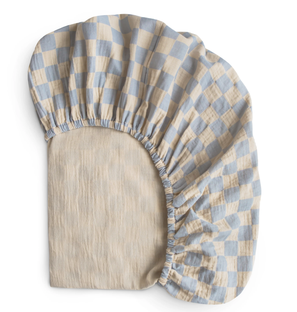 Blue Check Muslin Crib Sheet