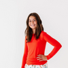 Red Scoop Neck Pajama Top