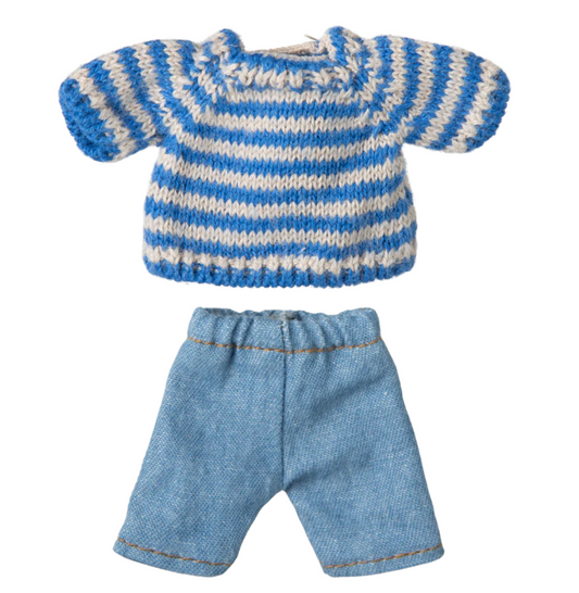 Knitted Sweater & Pants- Big Brother, Blue Stripe