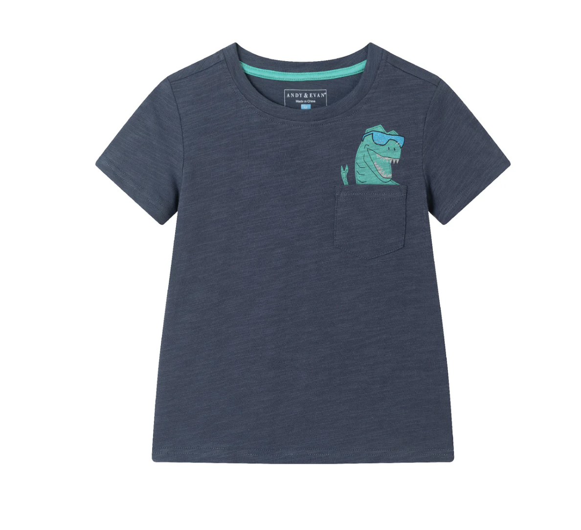 Navy Dino in Pocket Tee