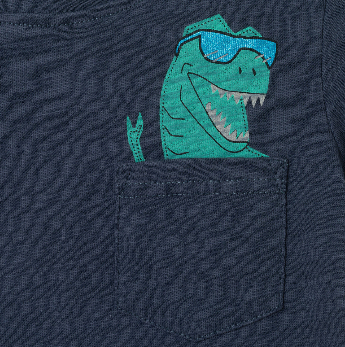 Navy Dino in Pocket Tee