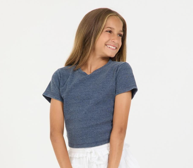 Navy Ribbed Baby Tee