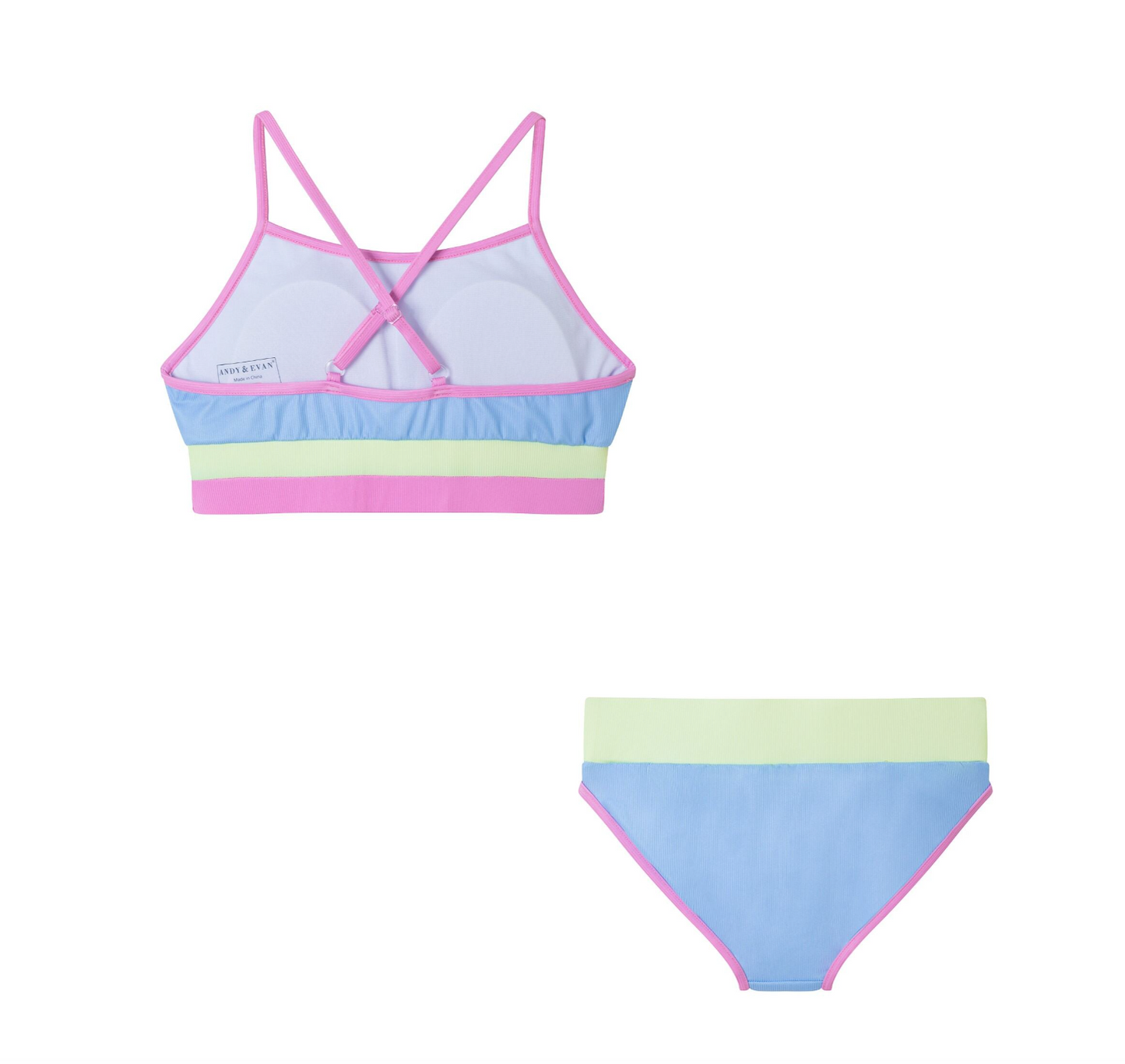 Ribbed Colorblock Two Piece Swimsuit