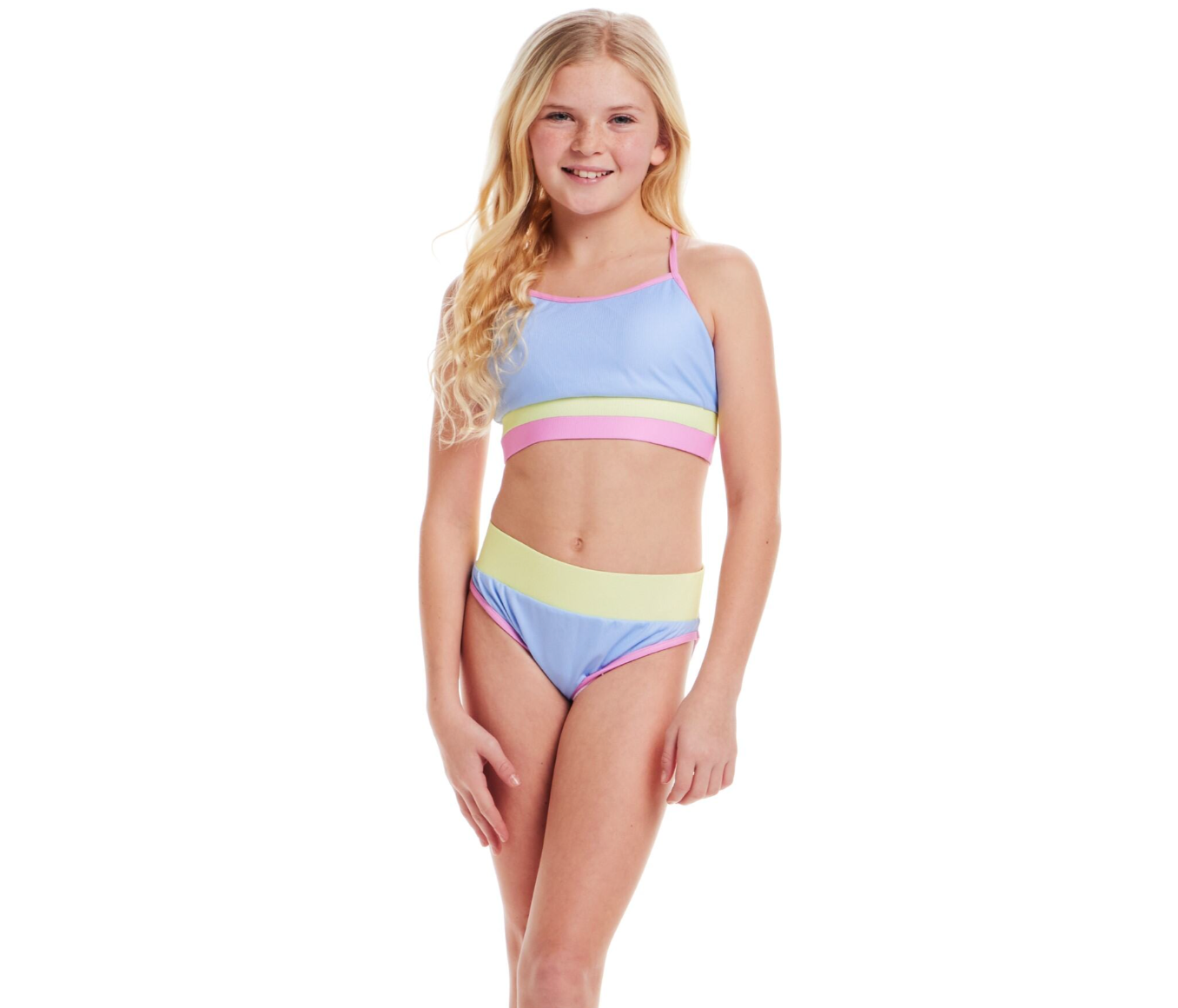 Ribbed Colorblock Two Piece Swimsuit