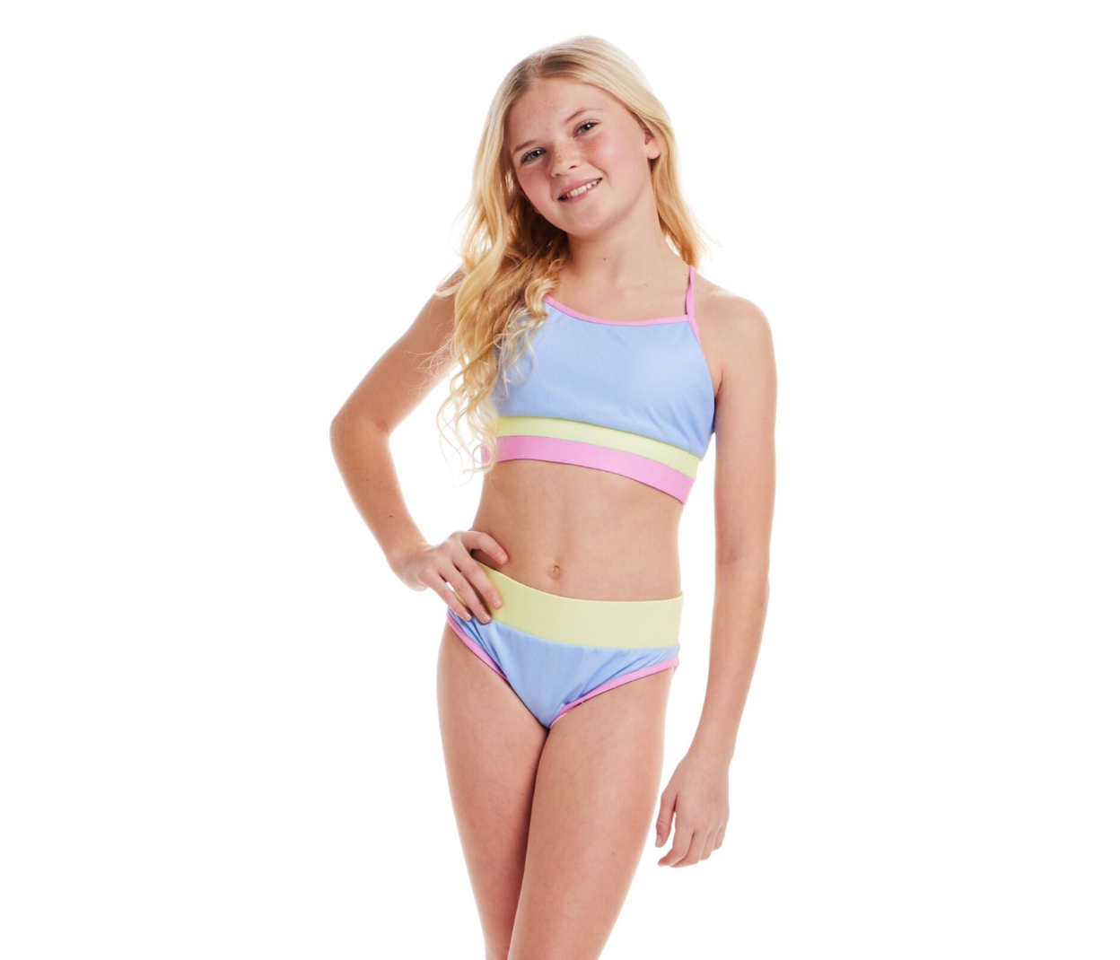 Ribbed Colorblock Two Piece Swimsuit