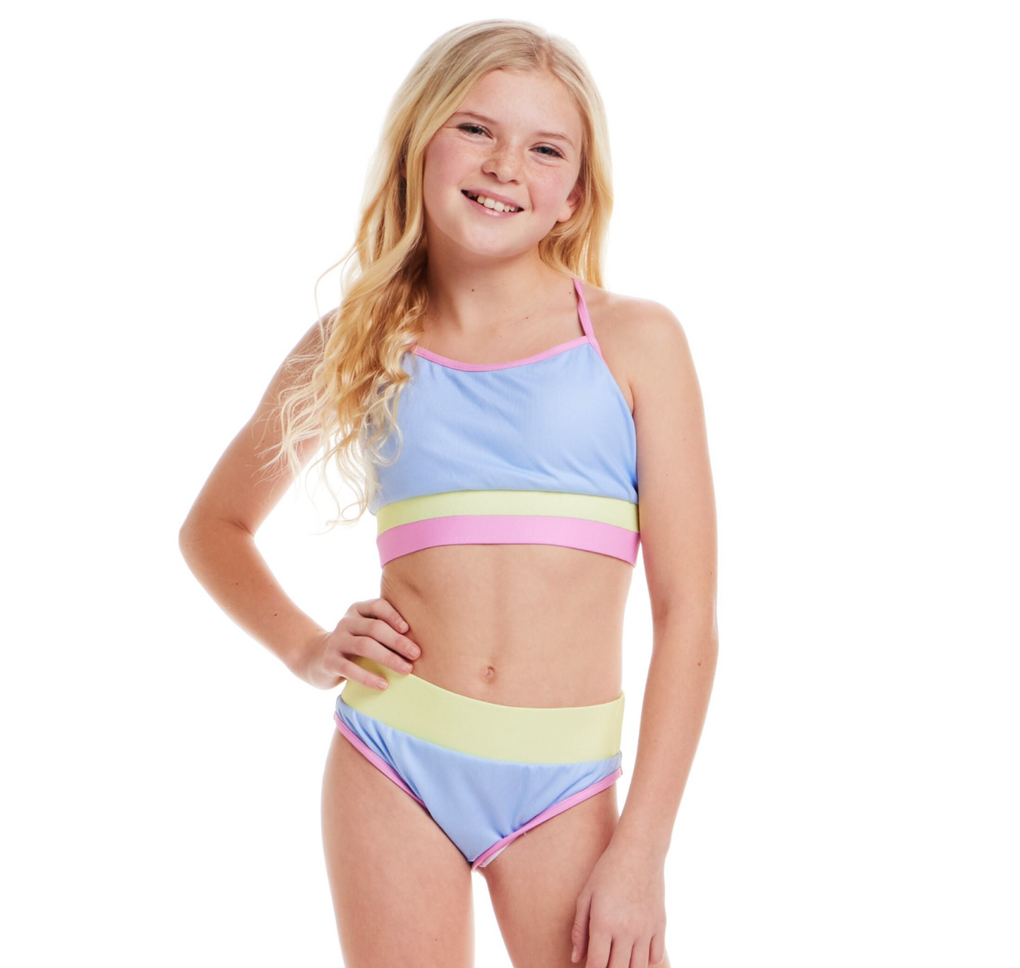 Ribbed Colorblock Two Piece Swimsuit