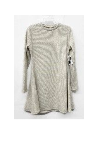 Grey Ribbed Flare Mini Dress