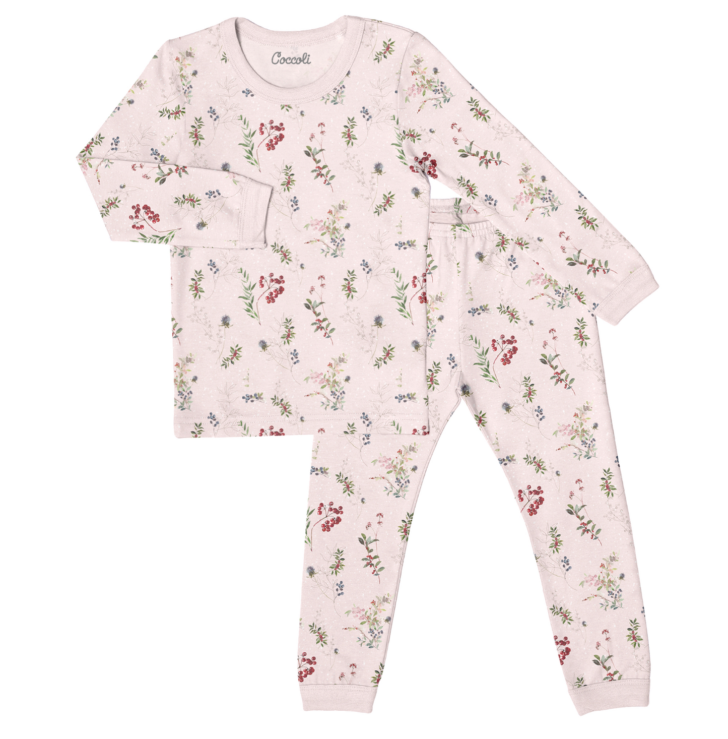 Winter Berries on Pink Pajama Set