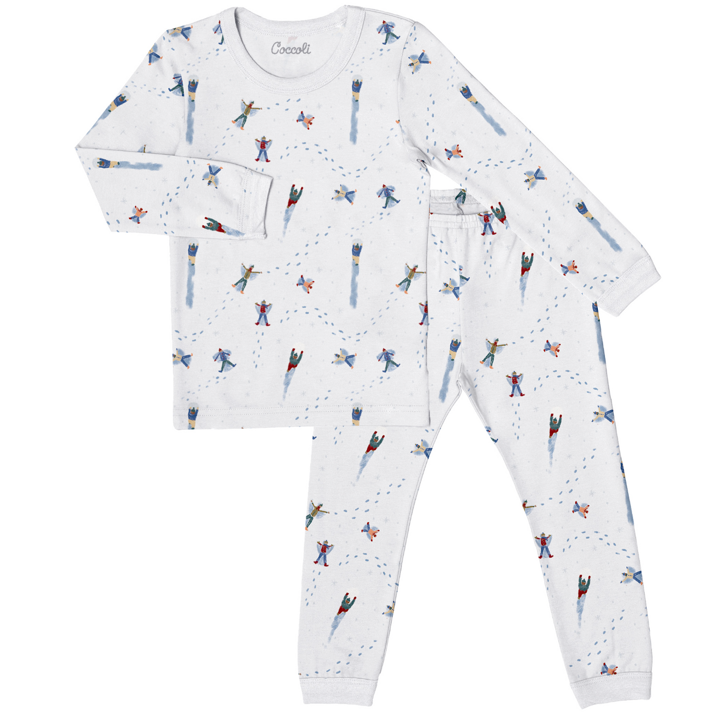 Children's pajama set with space-themed design on a white background