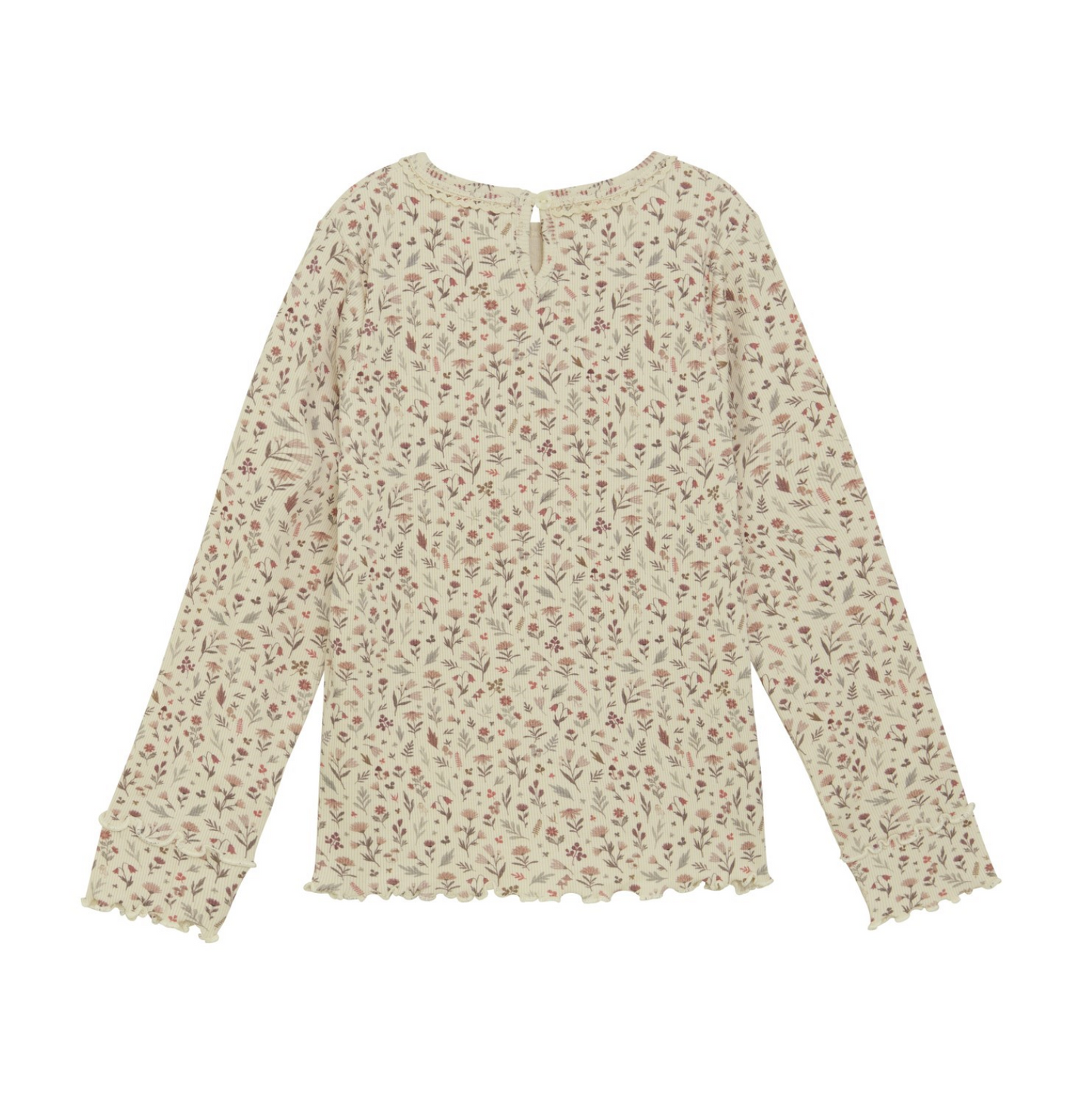 Sandshell Floral Ribbed Top