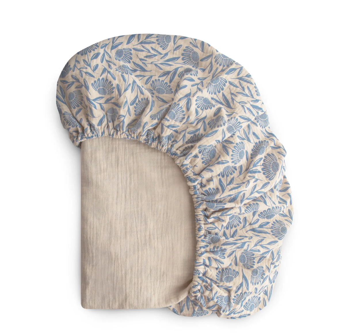 Blue Flowers Muslin Crib Sheet