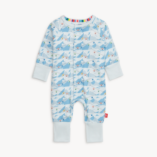Baby onesie with shark pattern on a white background