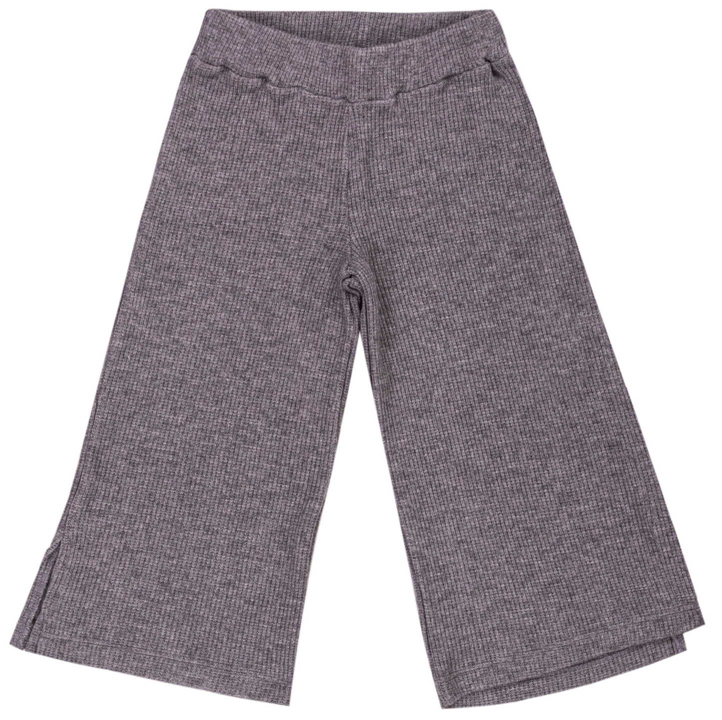 Gray textured pants on a white background