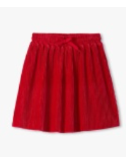 Red Pleated Velour Skirt