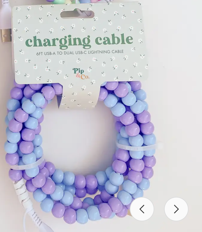 6" Cotton Candy Beaded Phone Charger