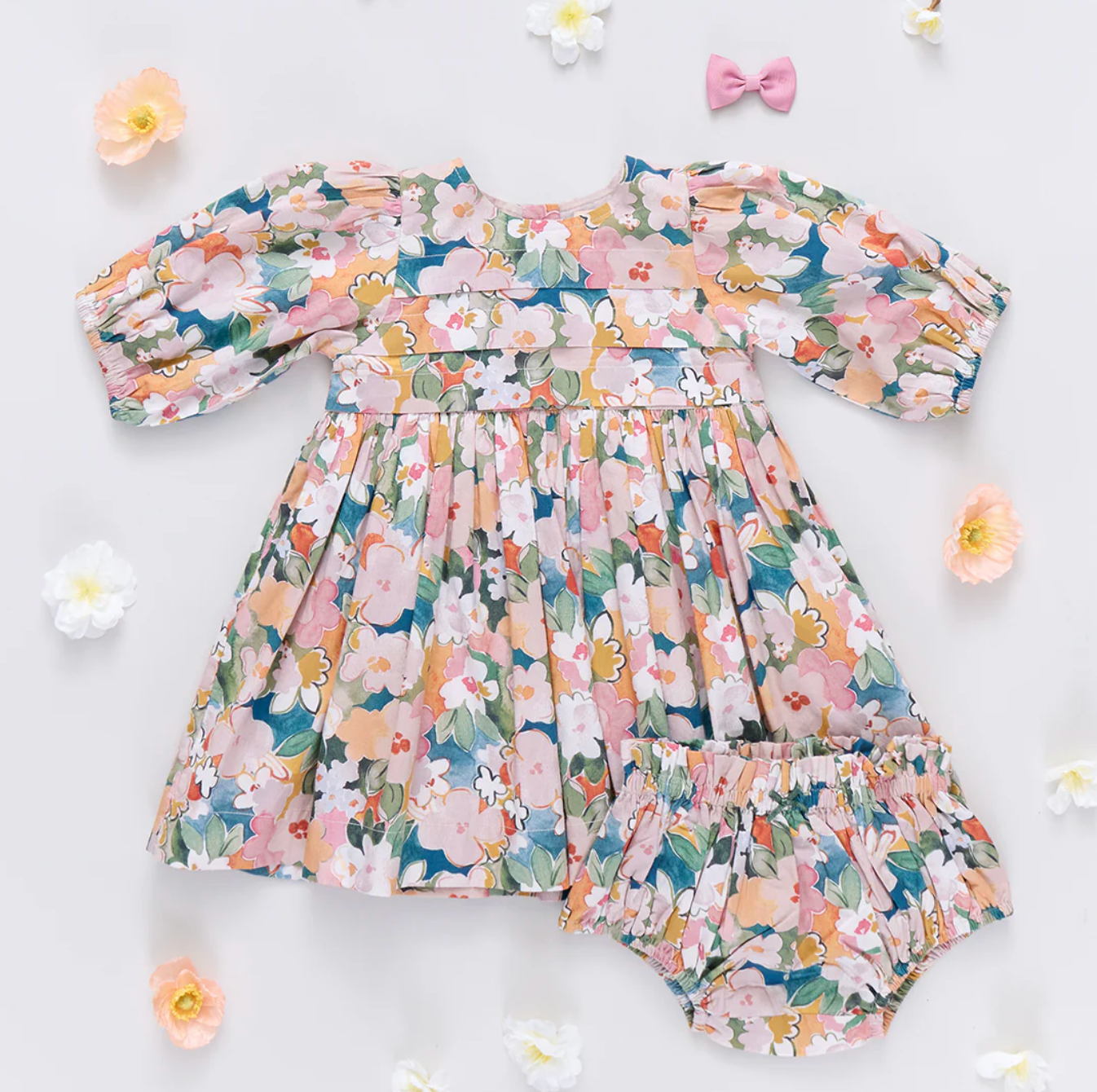 Watercolor Floral Dress Set