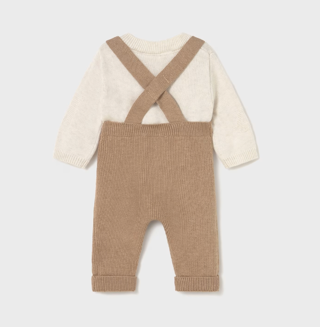 Toffee Knit Overalls Set