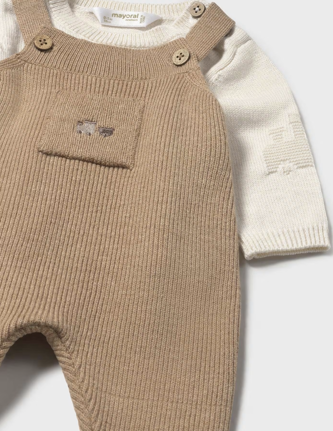 Toffee Knit Overalls Set
