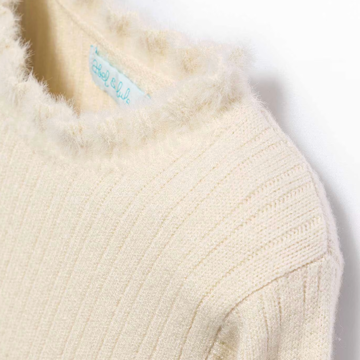 Cream Ribbed Ruffle Top