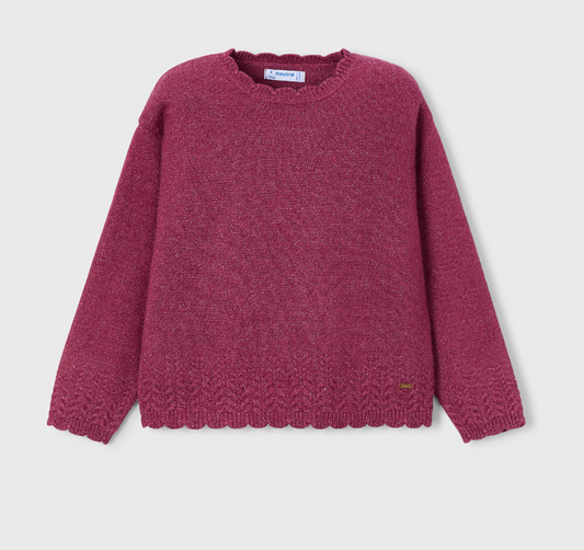 Magenta Sparkle Scallop Sweater