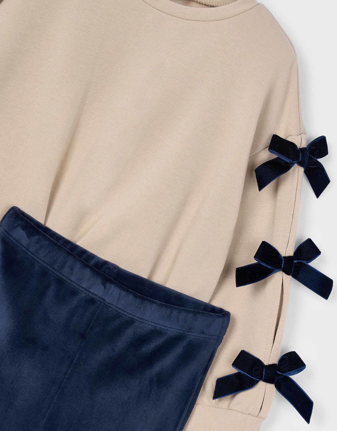 Navy Bow Sleeves Set