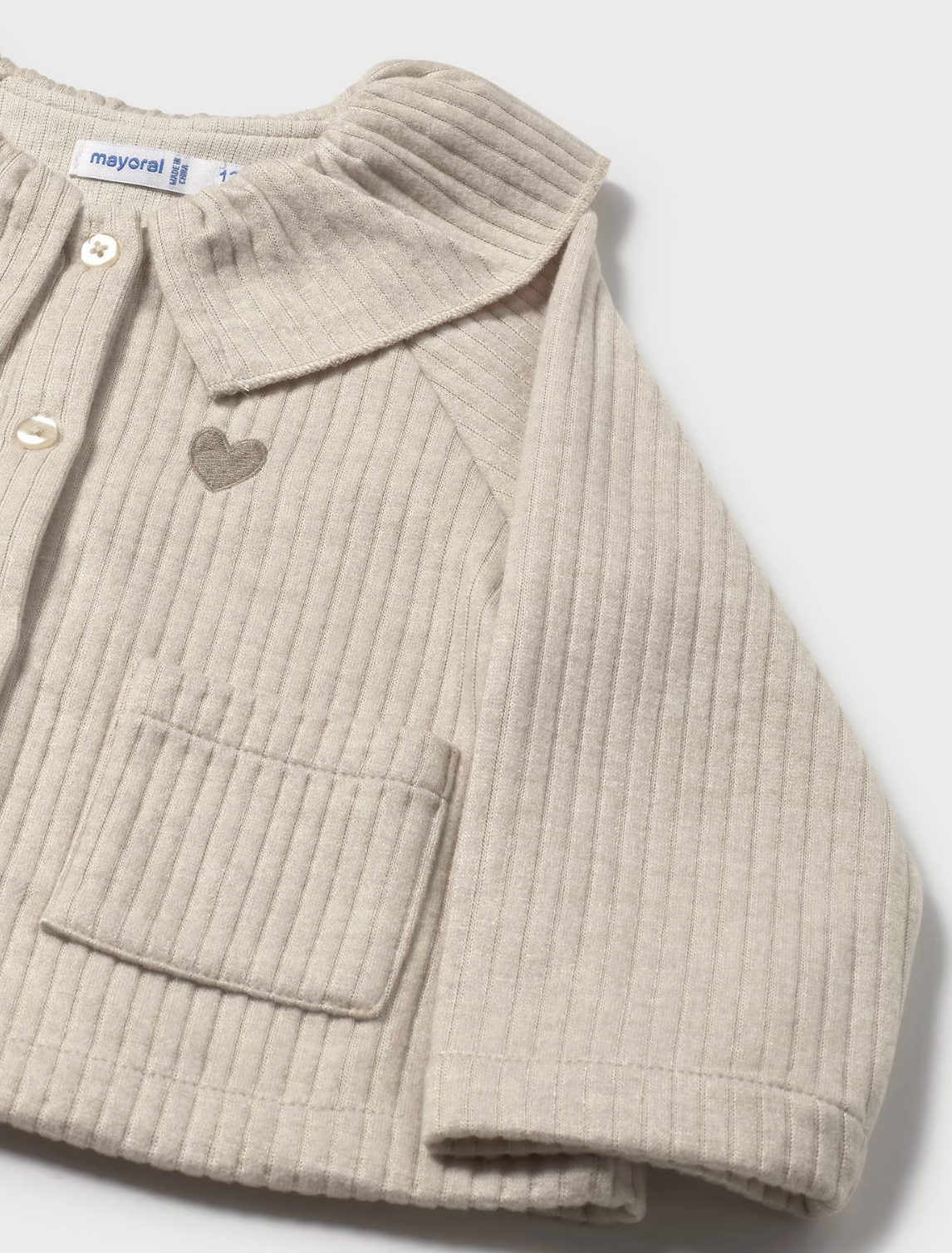 Sand Ribbed Collared Cardigan