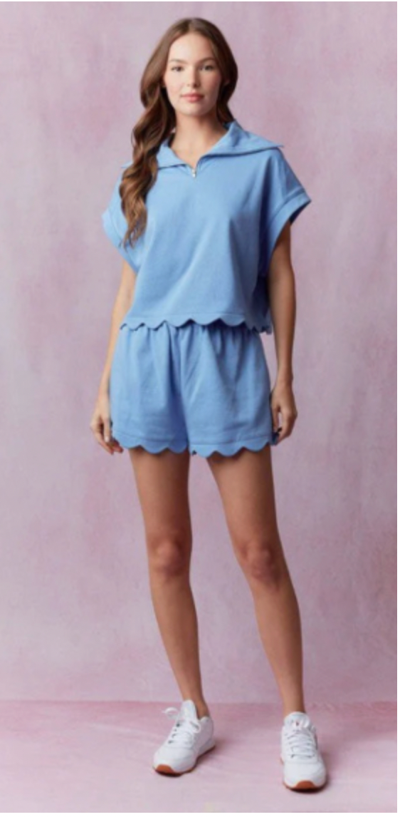 Bright Blue Scallop Top