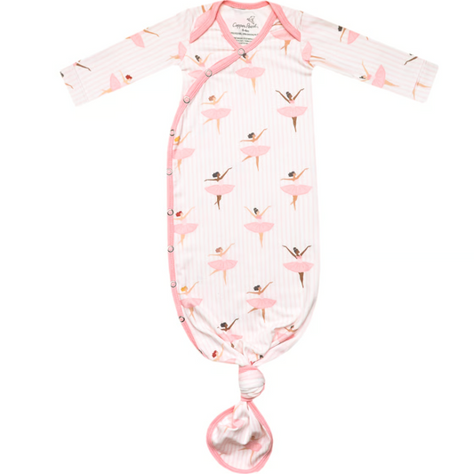 Baby swaddle with ballerina print on a white background