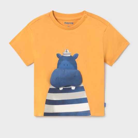 Orange Puffy Hippo Tee