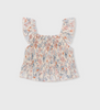Salmon Floral Smocked Top