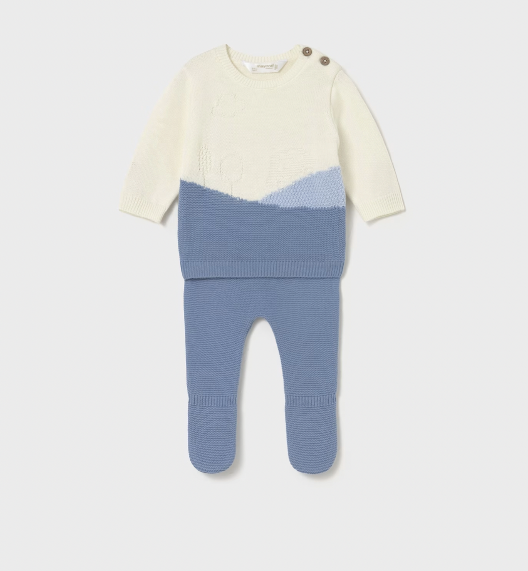 Cloud Blue Knit Footie Set