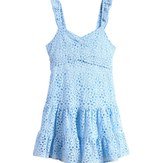 Light blue floral lace tank dress