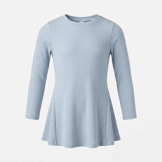 A sky blue ribbed dress.