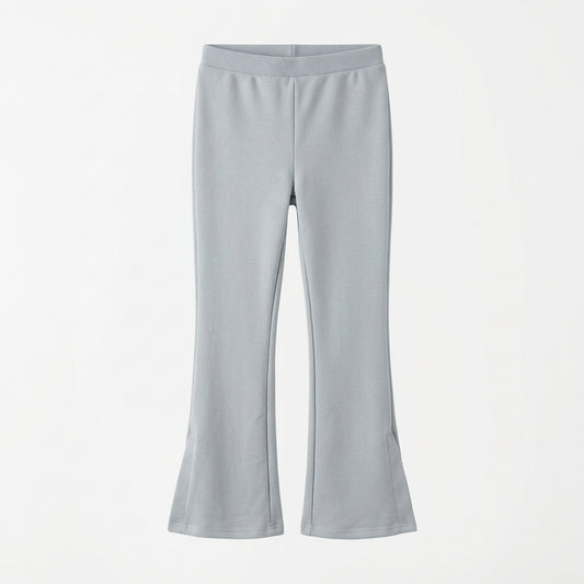 Light gray flared leggings on a white background