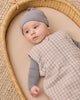 Baby wearing the Slate Knotted Hat by Quincy Mae