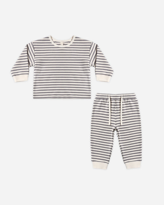 Slate Stripe Cozy Set - flat lay