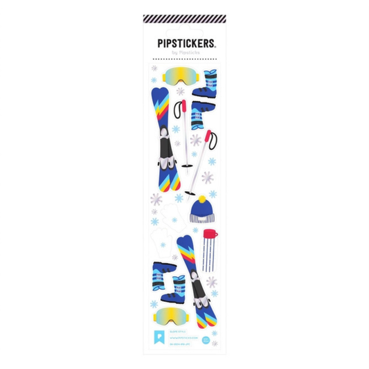 Colorful winter sports stickers with silver foil accents