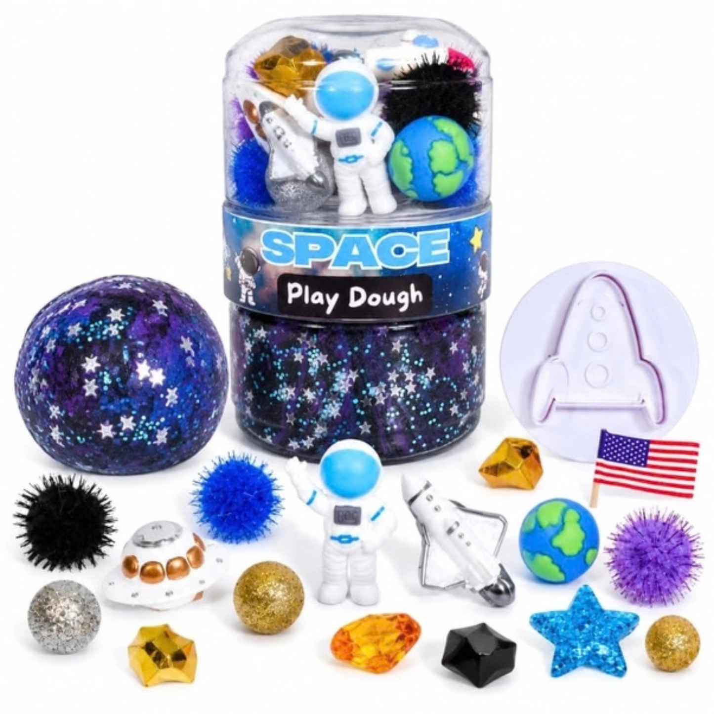 Space Play Dough Jar with Astronaut and Accessories