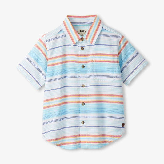 Striped short-sleeve shirt on a white background